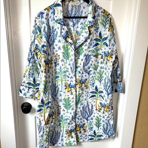 Printfresh Blue and Yellow Botanical Pajama Top